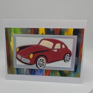 Red Vintage Car Design Birthday Card